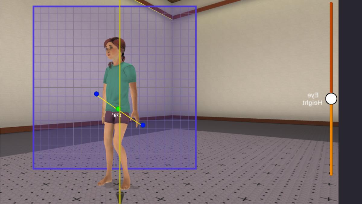 Screenshot of pediatric patient walking in Cleveley’s Virtual Clinic.